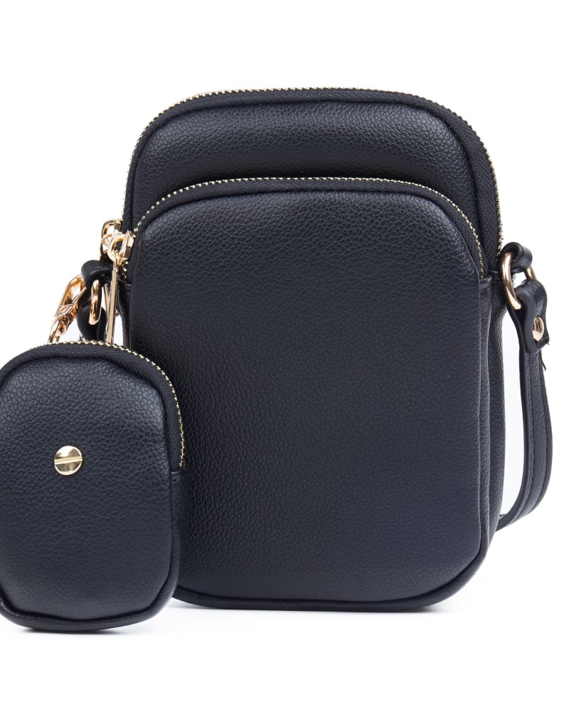 Front of a size one-size-fits-all Jojo Crossbody in Black by Mali + Lili. | dia_product_style_image_id:282395